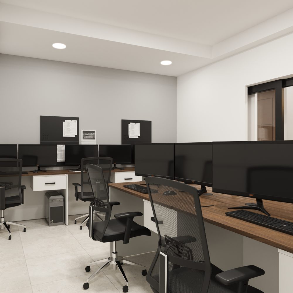 Open-plan desks in the Terabyte office